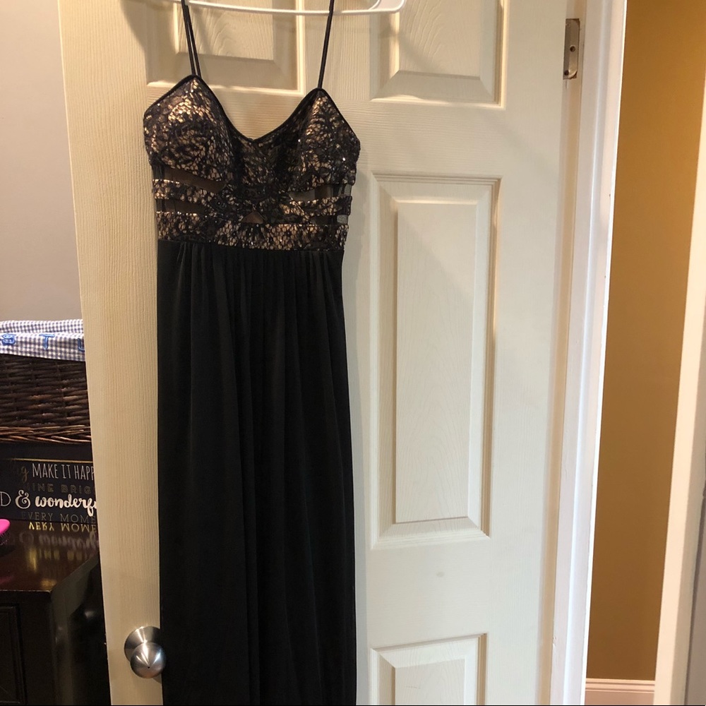 Black and nude with sequins cocktail dress